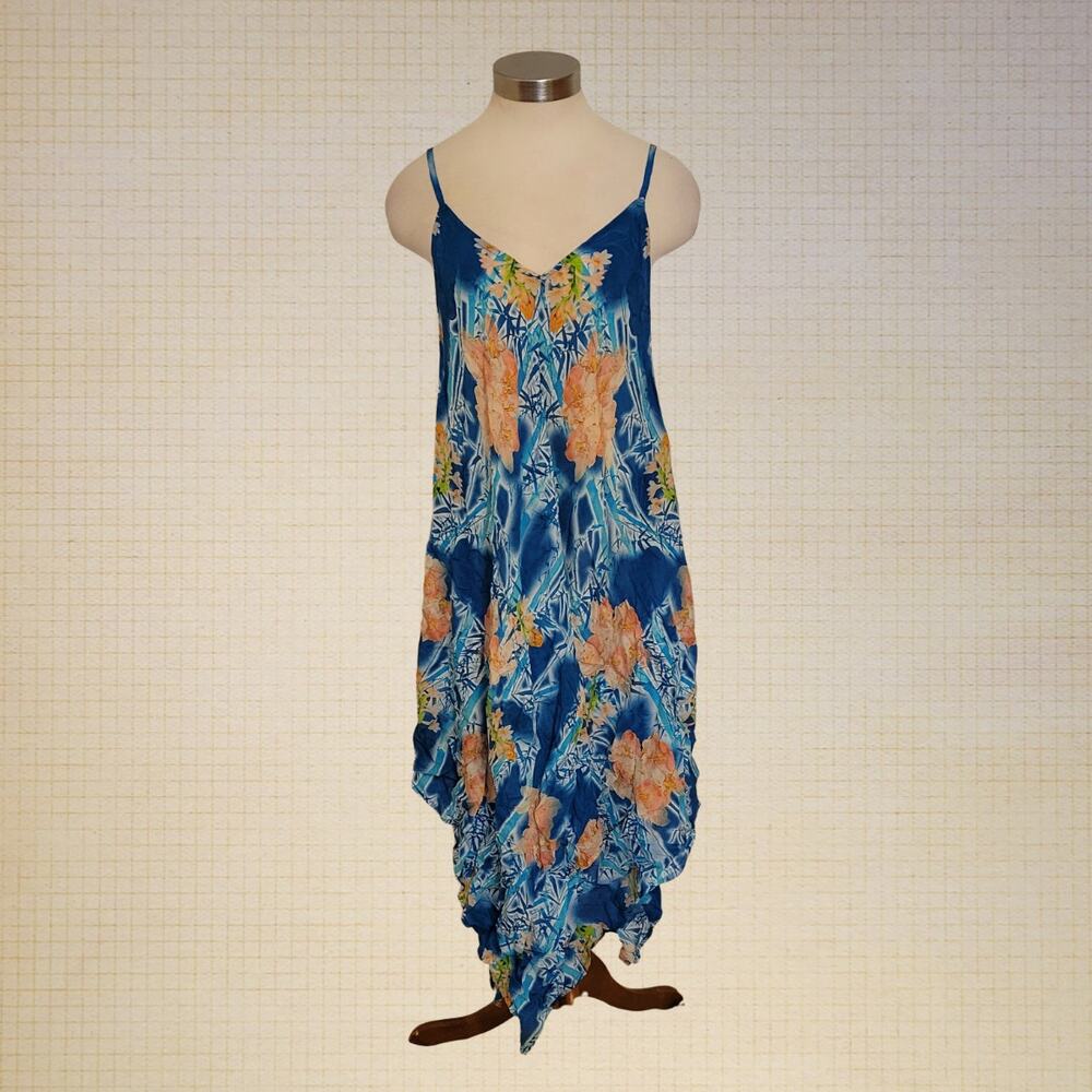 Contemporary Tolani Floral Spaghetti Strap Maxi Dress Beach Cover Up M Size 27"L